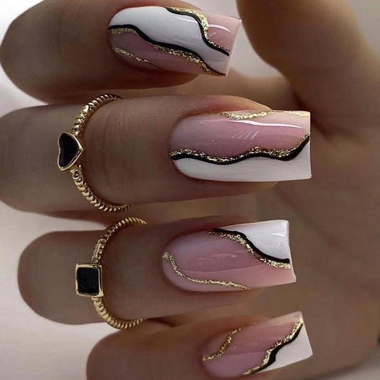 Fashion  nail European and American Nail Stickers Nail Tip Sweet Cool Wearable Nail Removable Nail Patch Fake Nails Wearable Nail W16