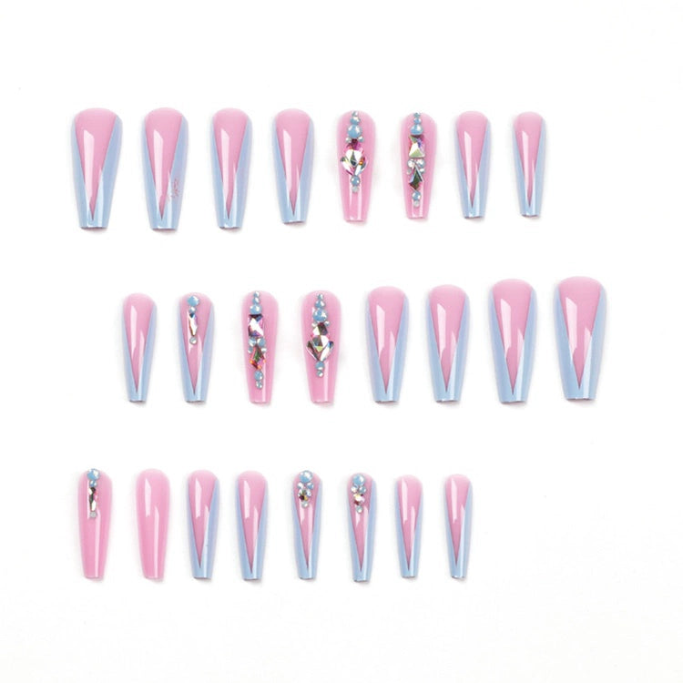 (Hand-made nail) super long hot girl wears nail chips, glitter nail patches, fake nail stickers, and finished products, sexy and exaggerated, European and American style wearables