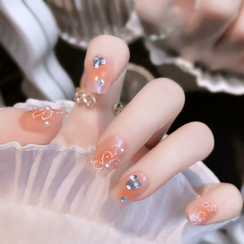 Fashion  nail New Flower Rhinestone Wear Armor Nail Stickers Nail Sticker Nail Patch Finished Blush Nail Shaped Piece A20