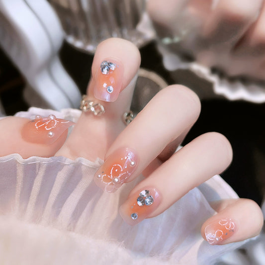 Fashion  nail New Flower Rhinestone Wear Armor Nail Stickers Nail Sticker Nail Patch Finished Blush Nail Shaped Piece A20