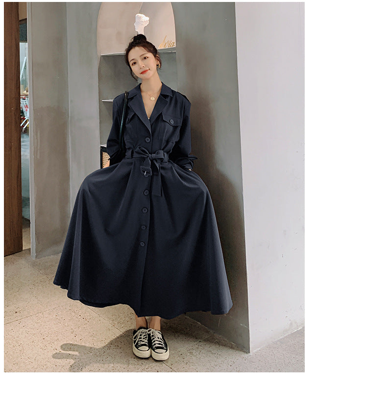 Fashion women's wear Real Shot Large Skirt Windbreaker Dress Women's Mid-Length 2024 Autumn and Winter Clothing New Waist Trimming Fashion Fashion Coat
