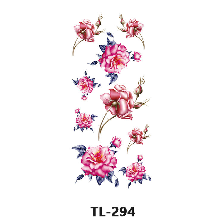 Free shipping Tattoo Factory Wholesale Tattoo Sticker Waterproof Women's Long-Lasting Rose Fresh Flowers Internet Celebrity Big Flower Colorful Plant Tattoo