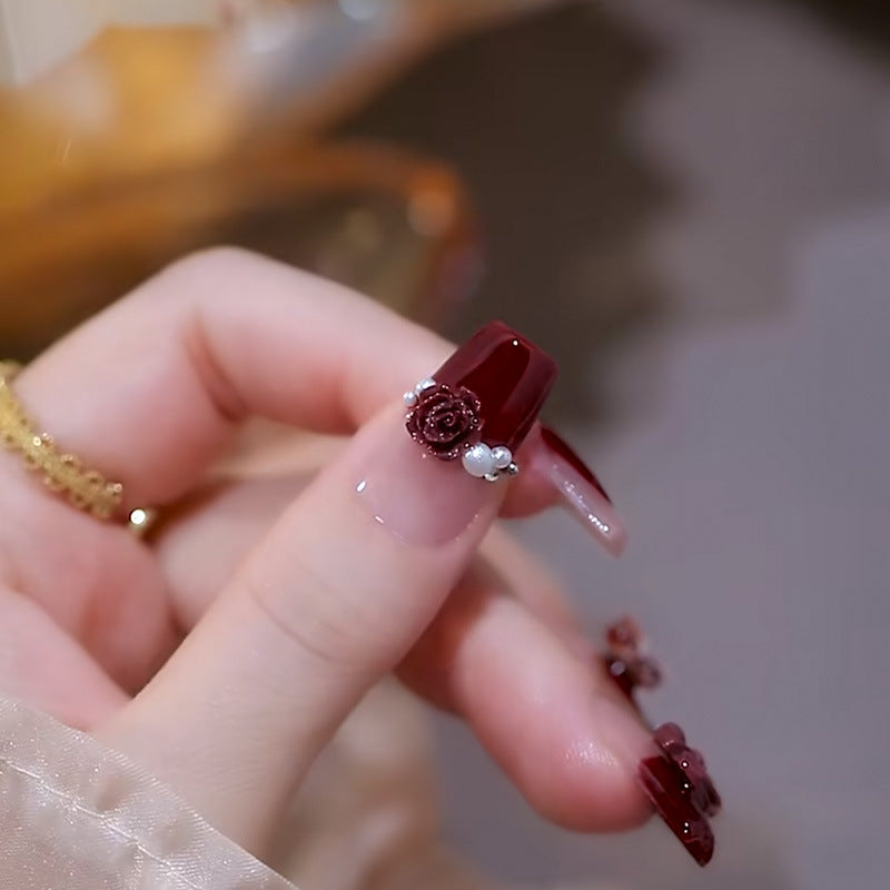 新中式浓情蝴蝶穿戴甲指甲贴片光疗美甲片半手工假指甲婚甲美甲贴