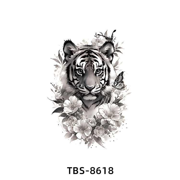 Free shipping Tattoo New Wholesale Small Flower Arm Waterproof Tattoo Sticker Half Sleeve Arm Back Color Animal Skull European and American Tattoo Sticker Paper