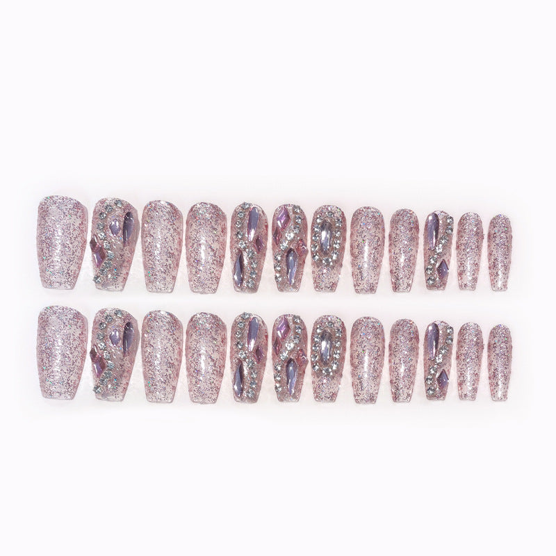 Fashion  nail Manicure Wear Nail Ins Advanced Pure Desire Wind Nail Patch Finished Product Wear Nail Full Diamond Big Diamond Nail Stickers U3
