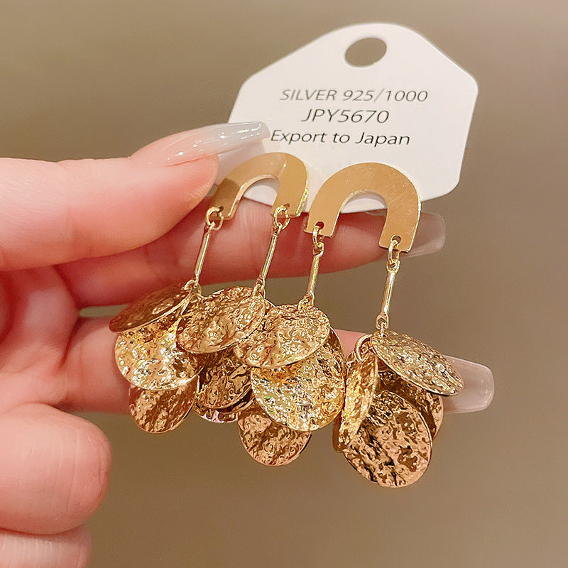 银针不规则金属亮片耳环欧美夸张气质耳钉小众时尚设计感耳饰批发