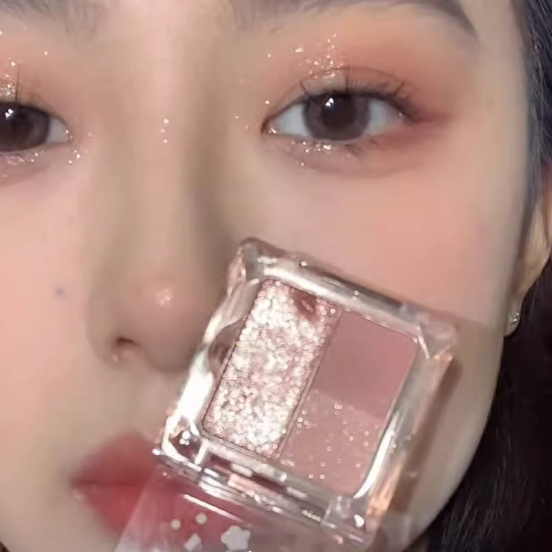 Small and exquisite eyeshadow tray three colors pearlescent matte fine Earth Shine fairy eyeshadow