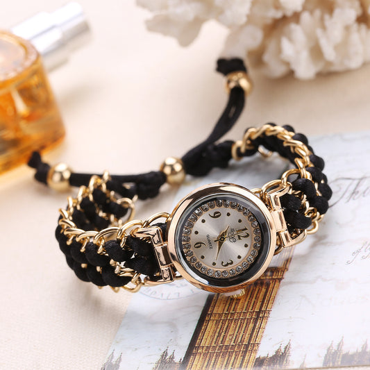Fashion women's watchSloggi New Small Dial Diamond Women's Braided Rope Watch Women's Creative Fashion Retractable Rope Quartz Watch Wholesale