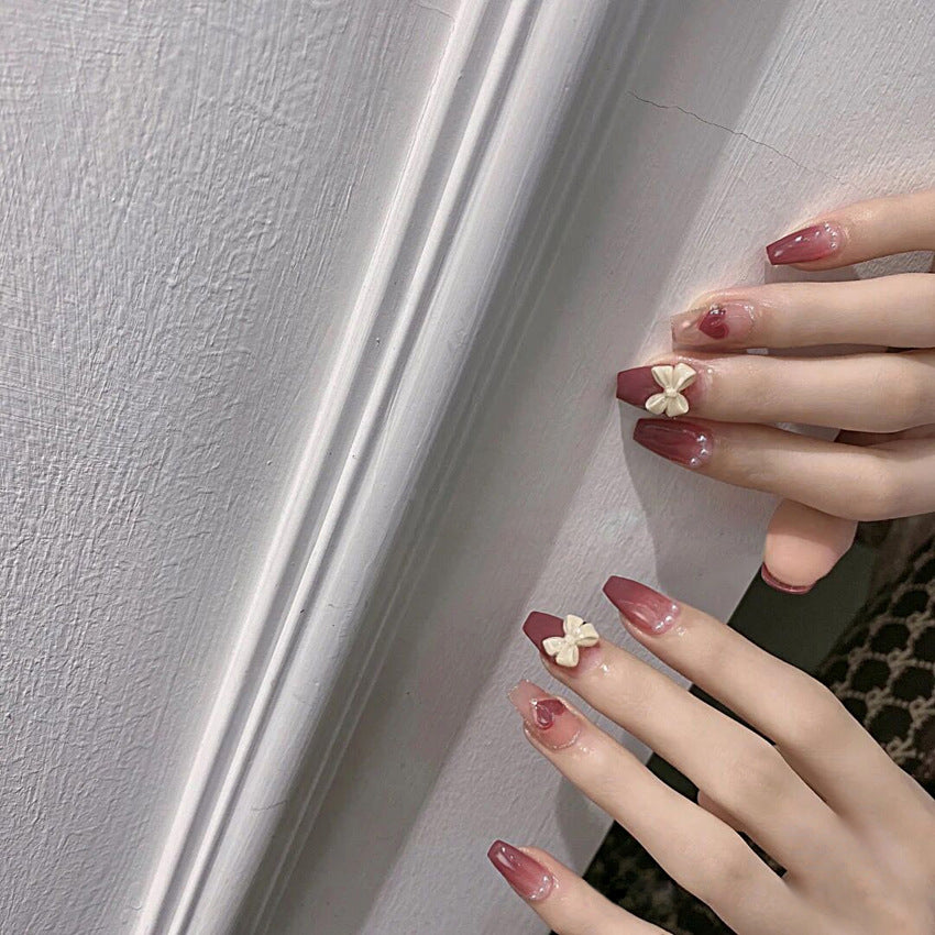 Fashion  nail Wear Armor Nail Stickers Nail Patch Fake Nails Detachable Bow Short Nail Sticker X28