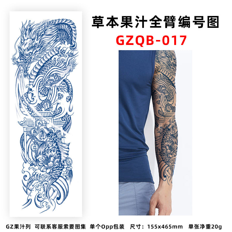 Free shipping Tattoo Factory in Stock Wholesale Herbal Juice Full Arm Tattoo Sticker Waterproof Sweat-Proof Imitation Tattoo Semi Permanent Tattoo Sticker