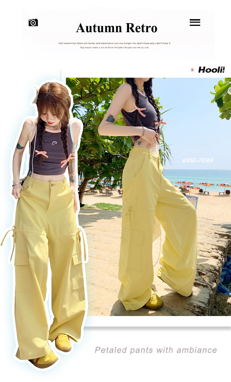 Free shipping new high-waisted and thin straight casual pants