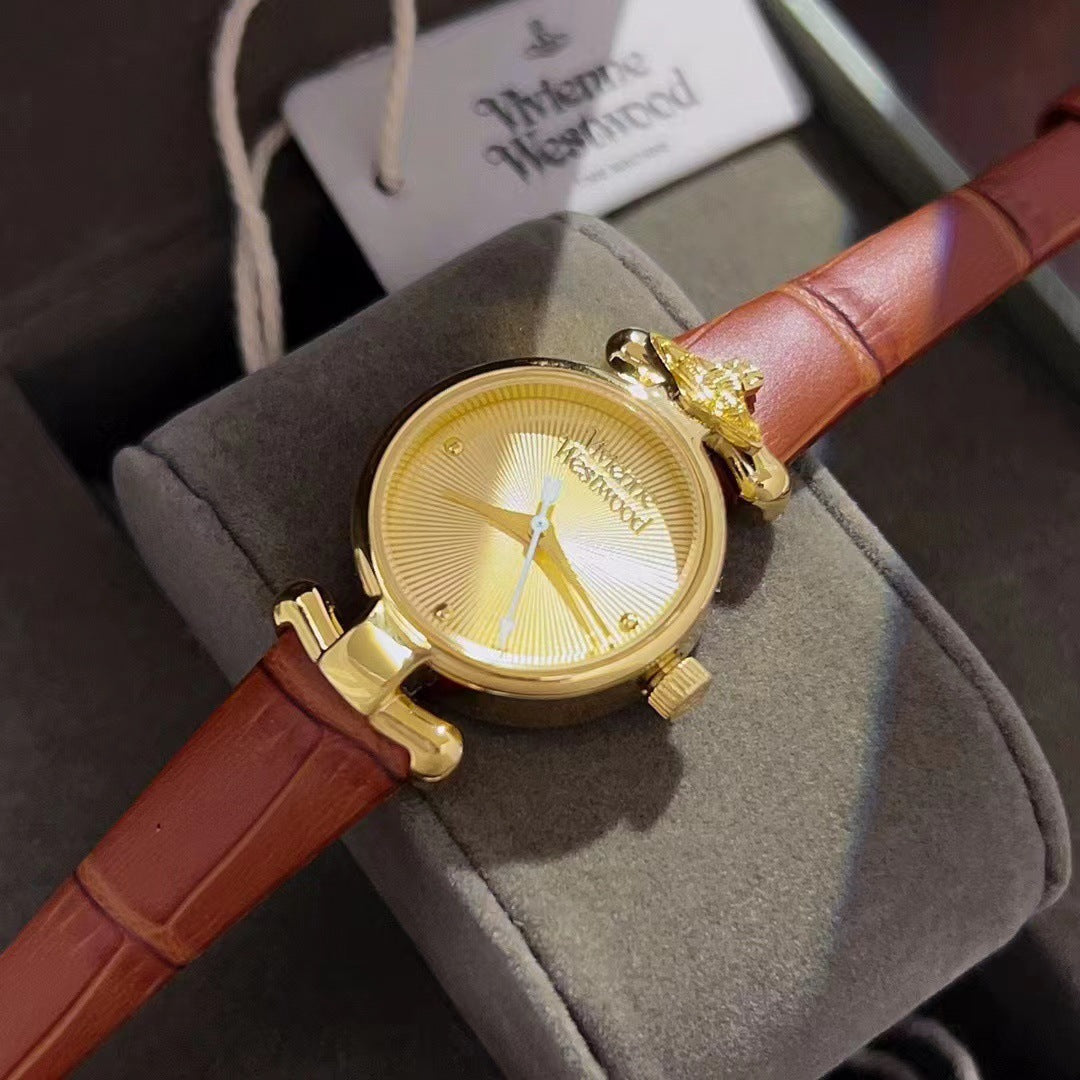 Fashion women's watchOne Piece Dropshipping Weiwei'an Queen Mother Ice Crushing Blue Watch New Dark Plum Purple Women's Watch Pitaya Saturn Small Golden Watch