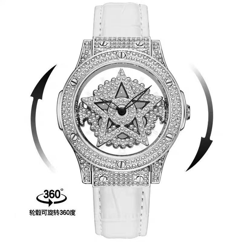 Fashion women's watchHot Five-Pointed Star Watch Good Luck Comes Starry with Diamonds Hollow Waterproof High Fashion Women's Quartz Watch