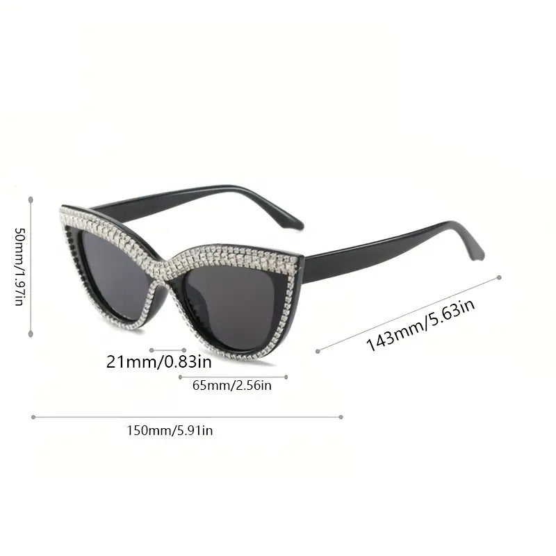 Women's fashion glasses 猫眼镶钻平光镜防蓝光新款时尚眼镜架个性墨镜眼镜框潮 isn太阳镜