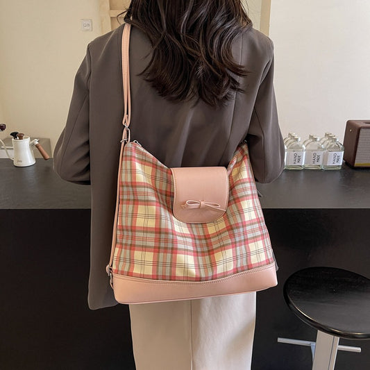 Dopamine Bag Free shipping Tattoo Dopamine plaid large-capacity bag women's 2024 new fashion shoulder bag commuter women's backpack tote bag