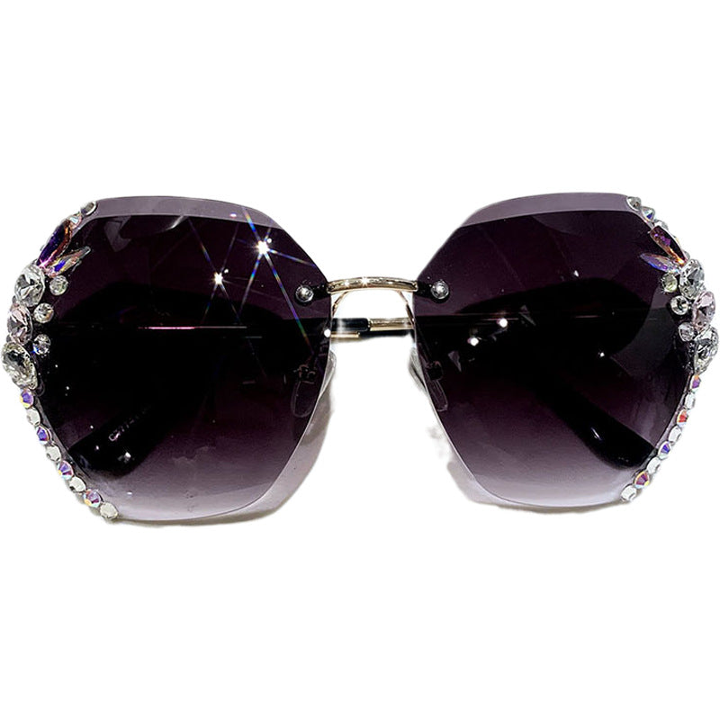 Women's fashion glasses新款时尚水钻墨镜女显瘦太阳镜网红潮款防晒防紫外线韩版眼镜