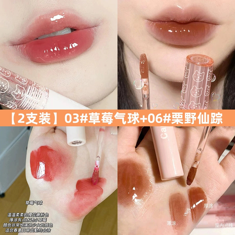 镜面水光玻璃口红唇釉女持久不易掉色口红平价学生番茄奶茶色泡泡唇釉