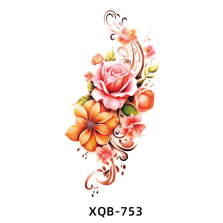 Free shipping Tattoo In Stock Wholesale Small Full Arm Tattoo Sticker Waterproof Sweatproof Tiger Animal Flower Men and Women Black and White, Colored Tattoo Sticker Paper