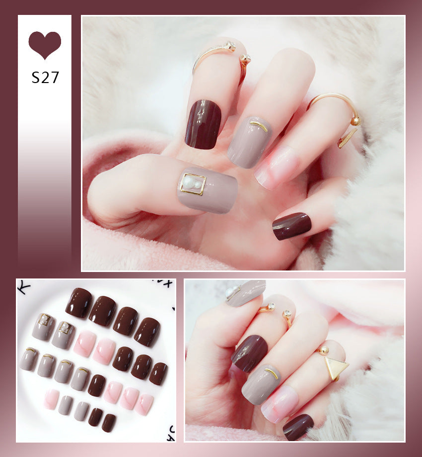 Fashion  nail Tina Wear Fake Nails Manicure Bridal Patch 24 Pieces Fake Nails Waterproof Nail Shaped Piece Collection