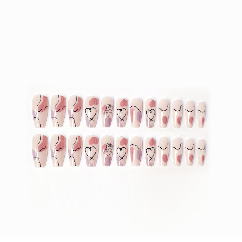 Fashion  nail Internet Celebrity Fake Nail Patch Wear Nail Finished Product Nail Tip Nail Stickers Disassembly Nail Patch Abstract Nail Art Y58