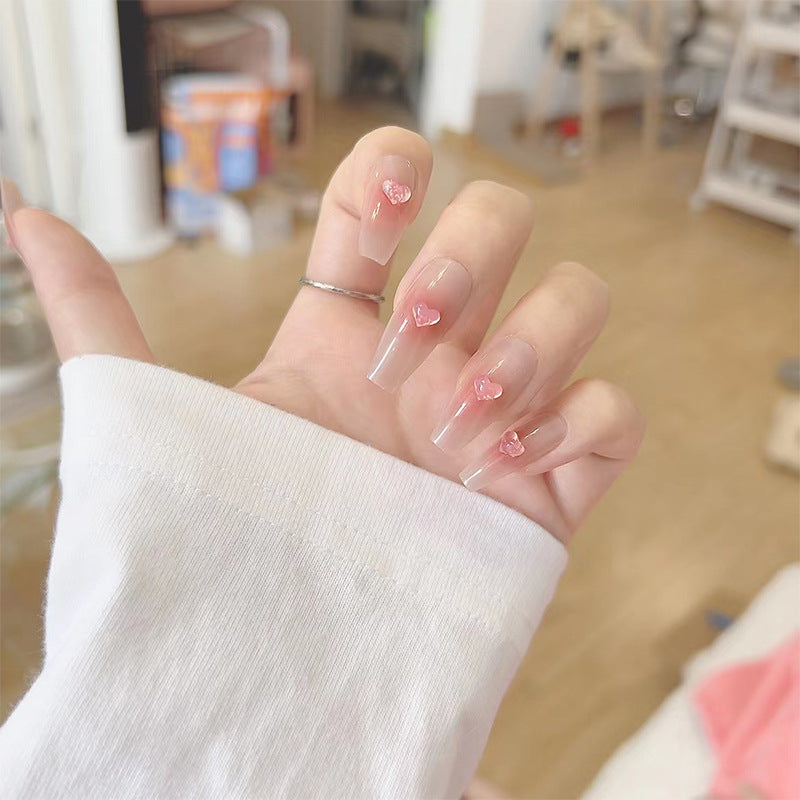 浪漫立体爱心腮红晕染穿戴甲指甲贴片美甲片假指甲美甲贴成品甲片