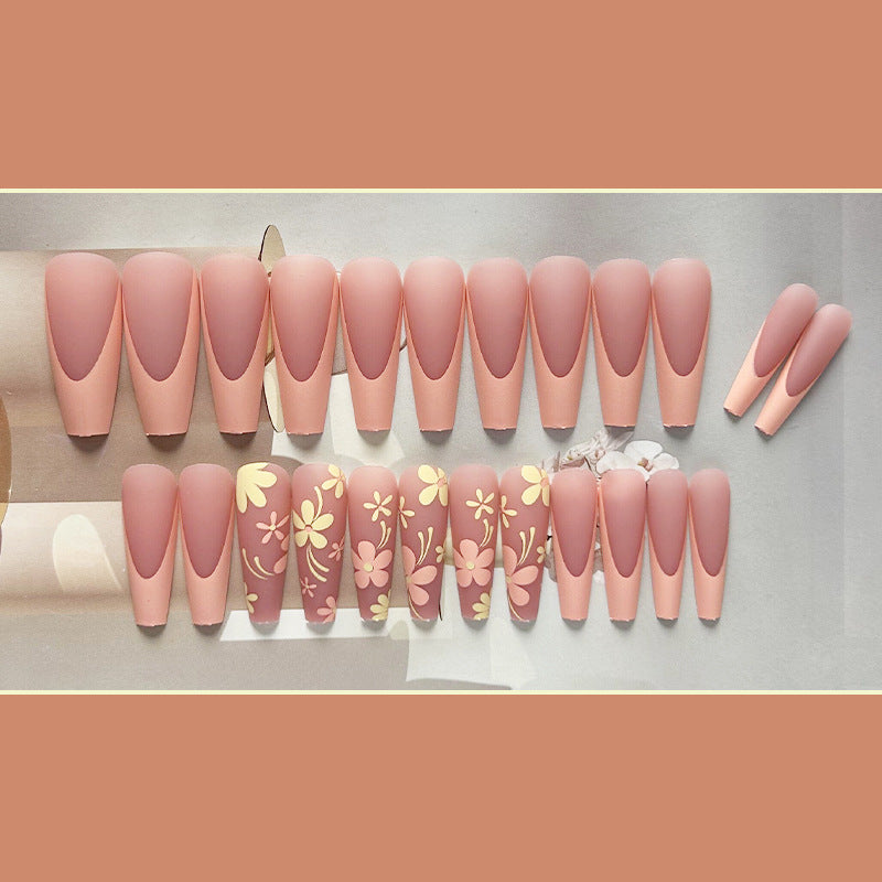 花花法式穿戴甲蝴蝶nails 跨境美甲片外贸假指甲长甲美甲贴片高级