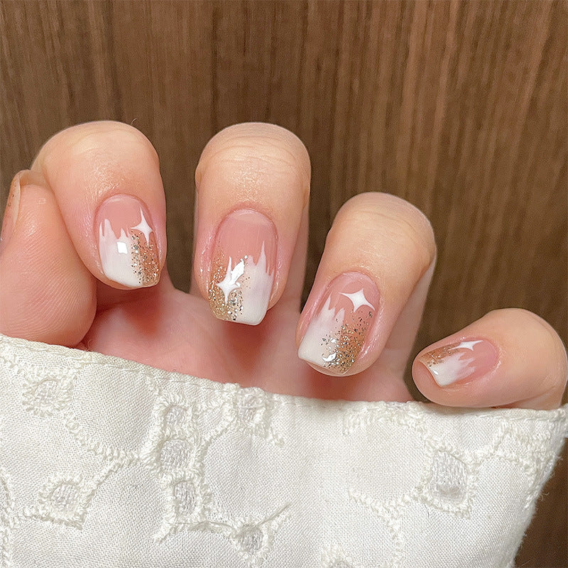 星星渐变双拼穿戴甲美甲贴片指甲贴片可拆假指甲穿戴美甲成品甲片