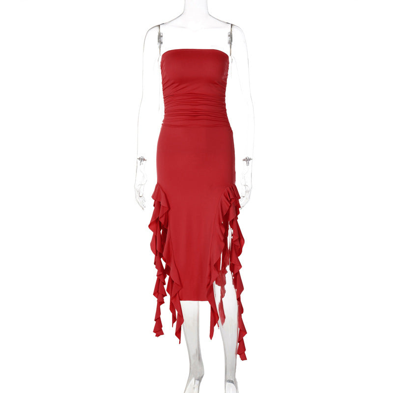 Free shipping   new fashion sexy personality chest wrapping irregular dress foreign trade wholesale tops