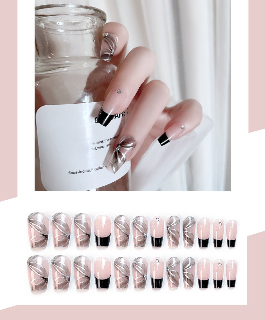 Fashion  nail Pure Desire Fresh French Style Long Finished Nail Beauty Wearable Fake Nails Detachable Nail Tip Wearable Nail X92
