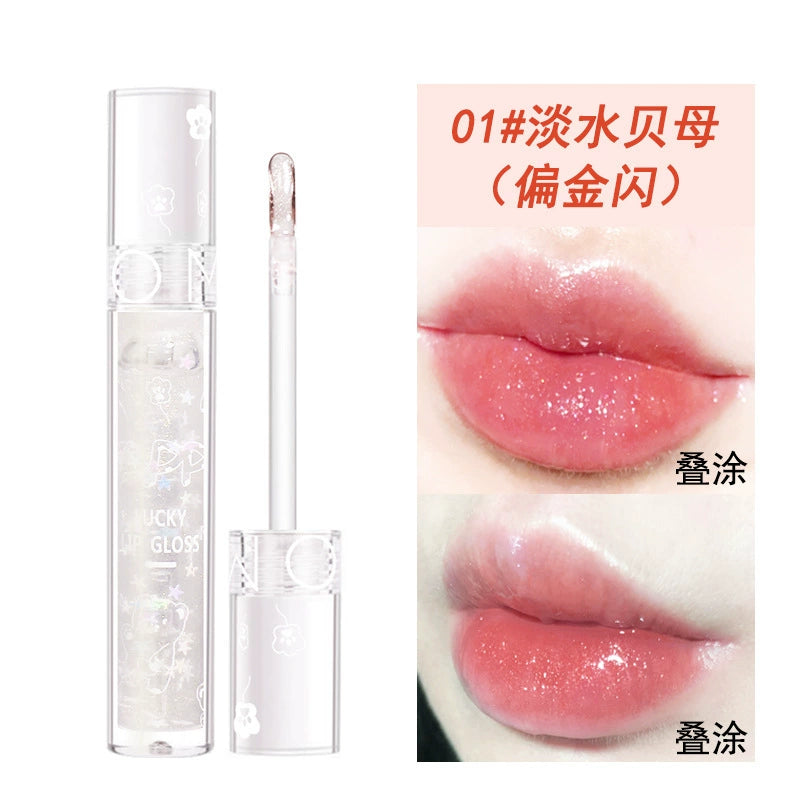 透明口红唇蜜珠光带闪玻璃唇无色细闪唇釉闪光叠涂口红亮晶晶闪亮超闪