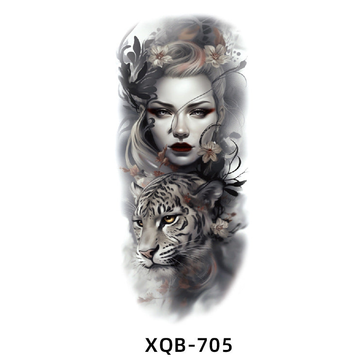 Free shipping Tattoo New Small Full Arm Animal Tiger Half Sleeve Tattoo Sticker Waterproof Sweatproof Men's and Women's Flower Arm Tattoo Sticker Paper Factory Wholesale