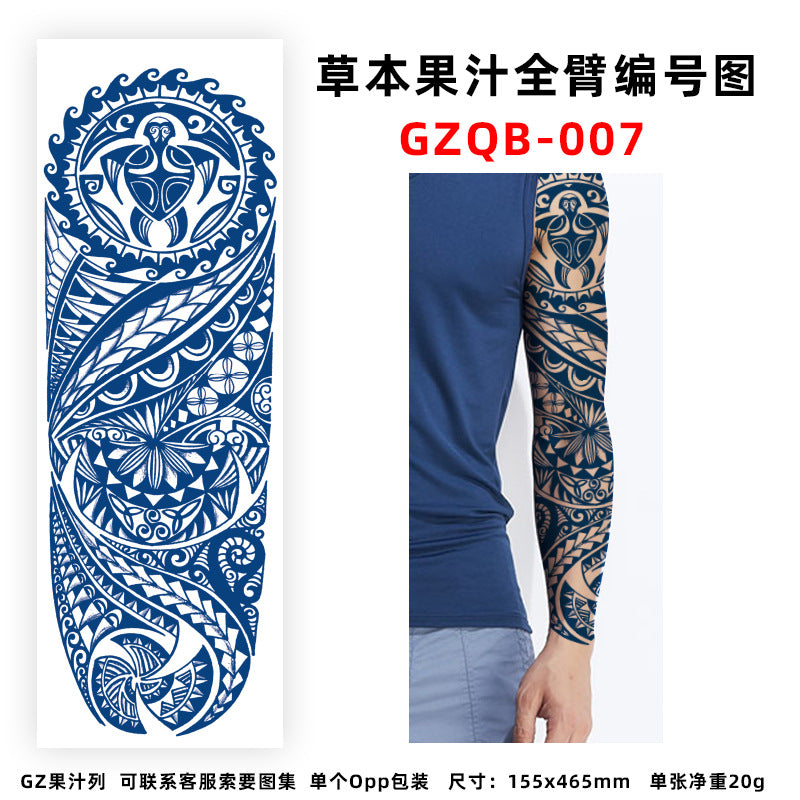 Free shipping Tattoo Factory in Stock Wholesale Herbal Juice Full Arm Tattoo Sticker Waterproof Sweat-Proof Imitation Tattoo Semi Permanent Tattoo Sticker