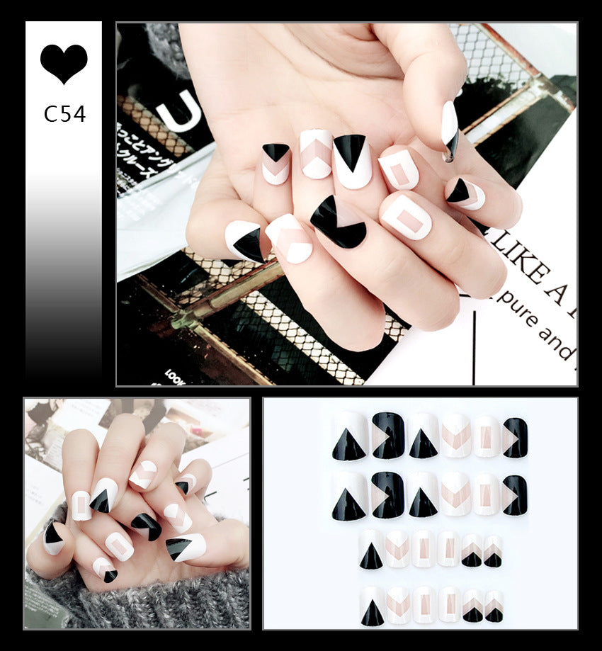 Fashion  nail Wear Finished Nail Beauty Popular Short Fake Nail Patch 24 Pieces Boxed Finished Patch in Stock Collection