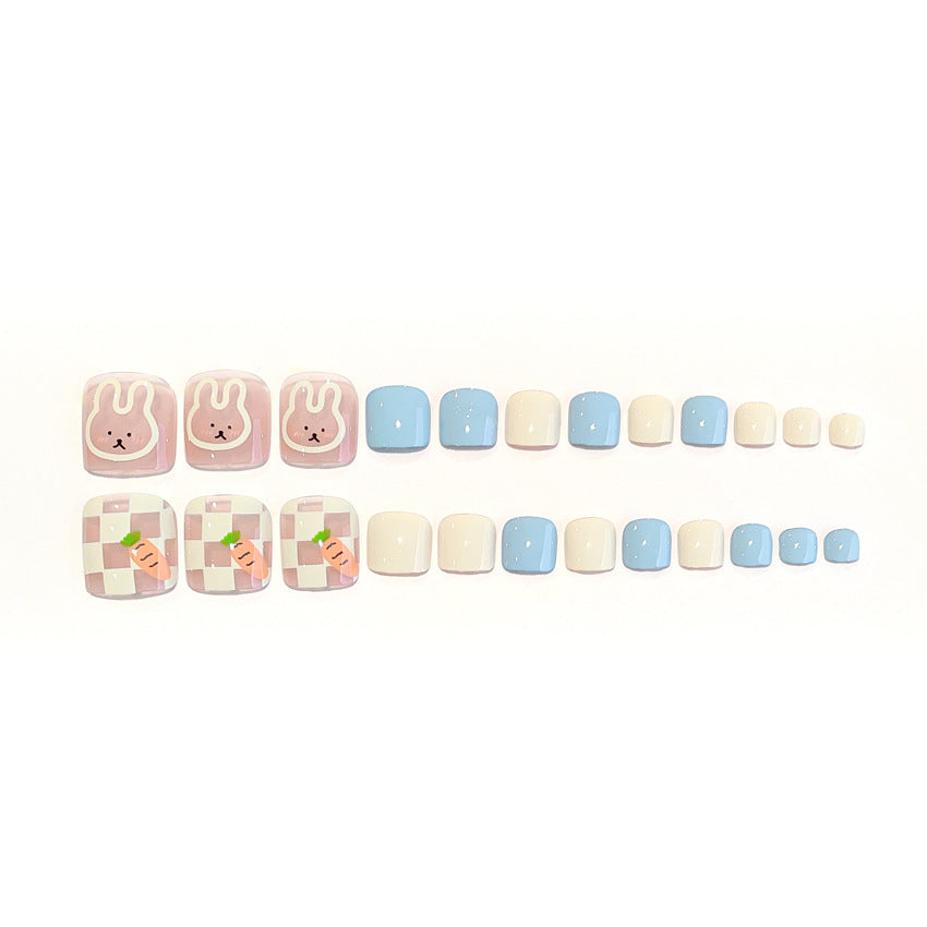 Fashion  nail Foot Nail Tip Nail Patch Finished Manicure Rabbit Wear Nail Removable Nail Tips Nail Tip Finished Product Wholesale J5
