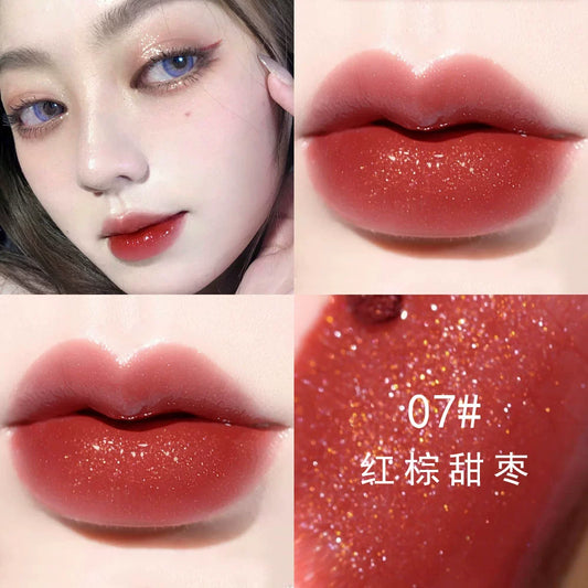 嘟嘟唇口红唇蜜透明唇彩亮晶晶唇釉口红玻璃唇细闪珠光带闪亮果冻色