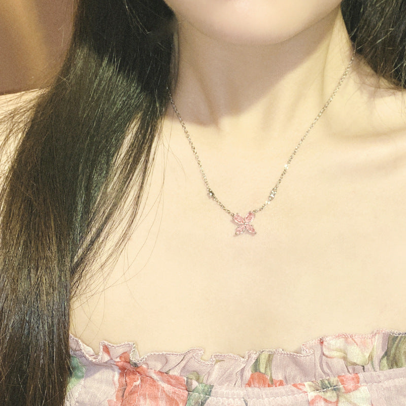 珠宝首饰山茶维多利亚胭脂粉梨花镶钻首饰套装女  仿帕拉伊巴小众精致戒指