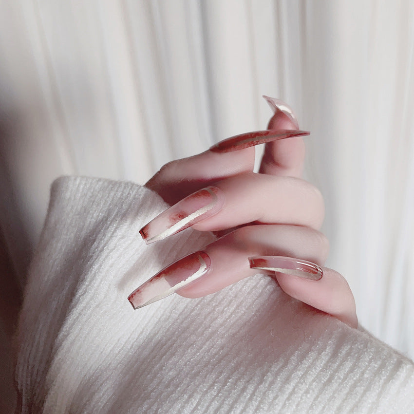 Fashion  nail European and American Pure Want to Wear Manicure Rendering French Fake Nail Patch Detachable Wear Nail Wholesale Manicure X91
