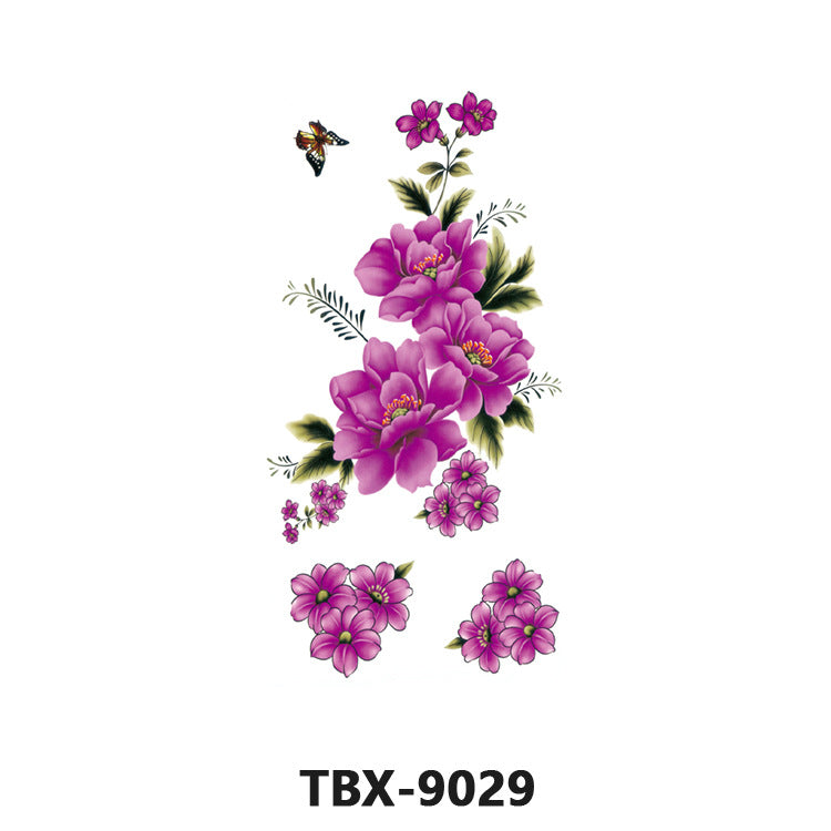 Free shipping Tattoo Waterproof Sweatproof Female Flower Tattoo Sticker Paper Plant Flower Party Sexy Rose Peony Plum Tattoo Sticker Tattoo
