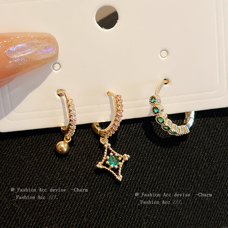 锆石星星流苏几何耳扣简约轻奢高级感耳环小众时尚百搭耳饰批发女