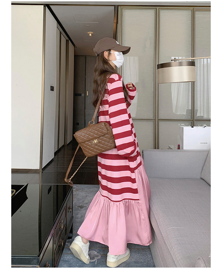 Dopamine dress Free shipping Tattoo Dopamine wears a sweater dress for women's spring and autumn 2024 new milk sweet girl loose lazy wind fishtail dress