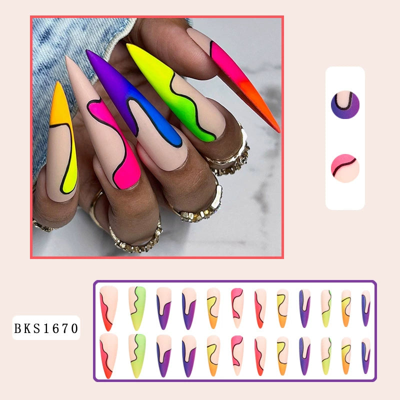 (Hand made nail) Nail pieces, wearing nail pieces, long cross-border nail products, fake nails, European and American wearing nail nails