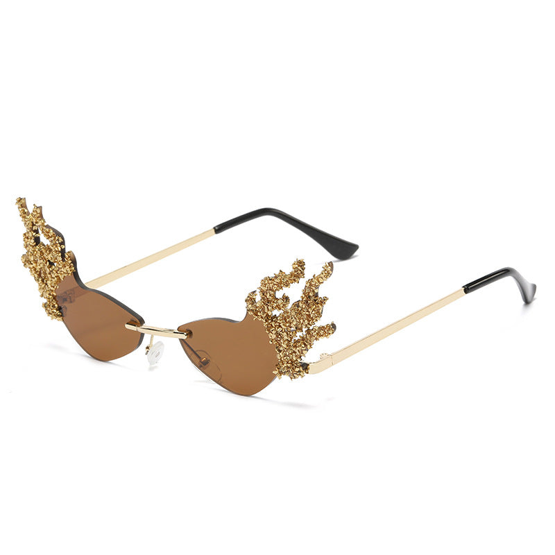 Women's fashion glasses 跨境新款镶钻墨镜时尚潮流搞怪太阳镜网红舞台走秀散花款太阳眼镜