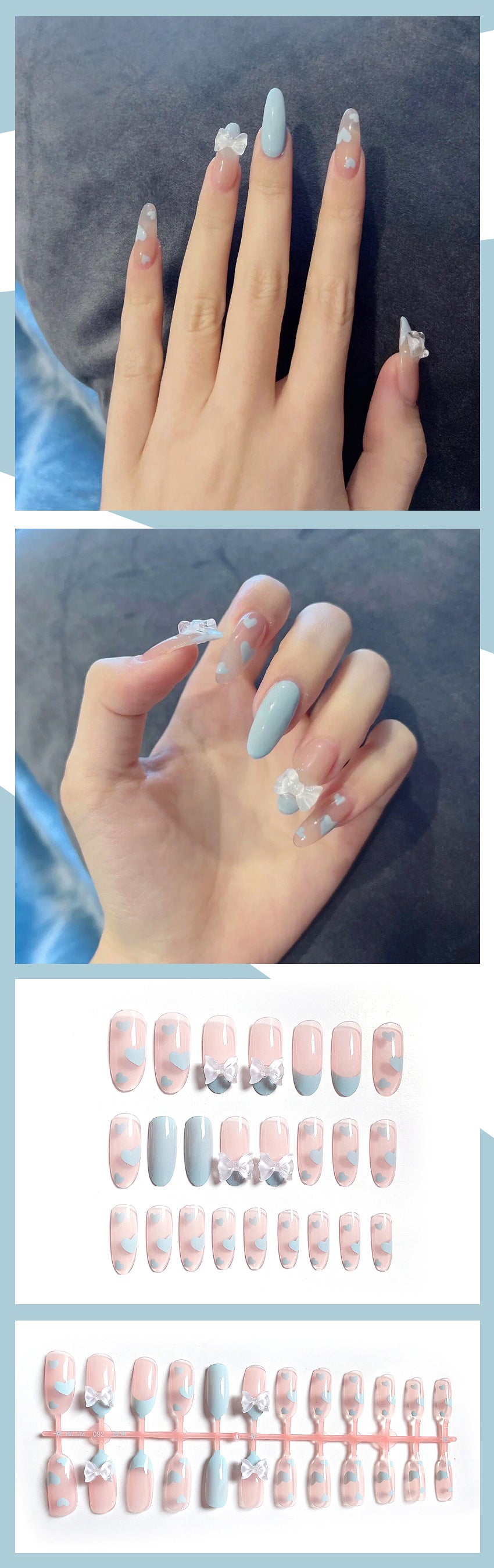 Fashion  nail Wear a Nail Stickers Nail Patch Fake Nails Detachable Bow round Head Nail Sticker X26
