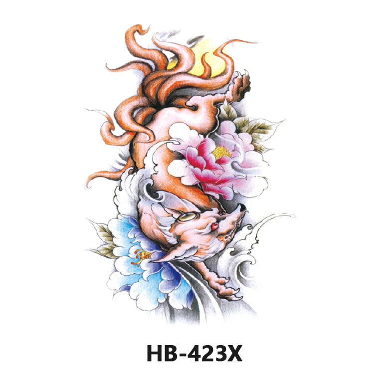 Free shipping Tattoo In Stock Cross-Border Factory Wholesale New Half Sleeve Tattoo Sticker Black Animal Skull Waterproof Tattoo Men and Women Tattoo