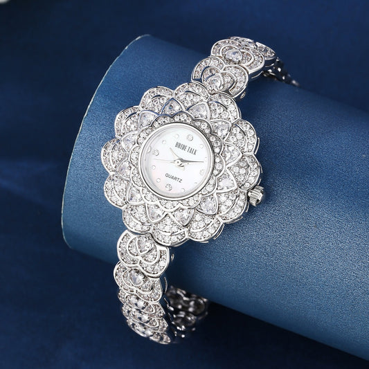 Fashion women's watchWedding Original Light Luxury Starry Flower Fashion Special-Interest Flower-Shaped Elegant Socialite Bracelet Watch Ladies Full Diamond