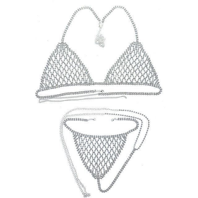 Fashion jewelry Europe and the United States cross-border explosions body chain exaggerated rhinestone bikini chest chain underwear sexy nightclub style body chain