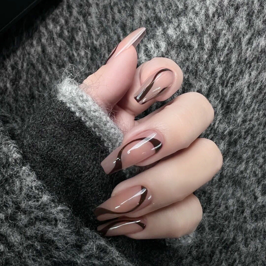 Fashion  nail Wearable Nail Sticker Chessboard Grid Wearable Nail Piece Nail Shaped Piece Removable Nail Patch Finished Product Y13