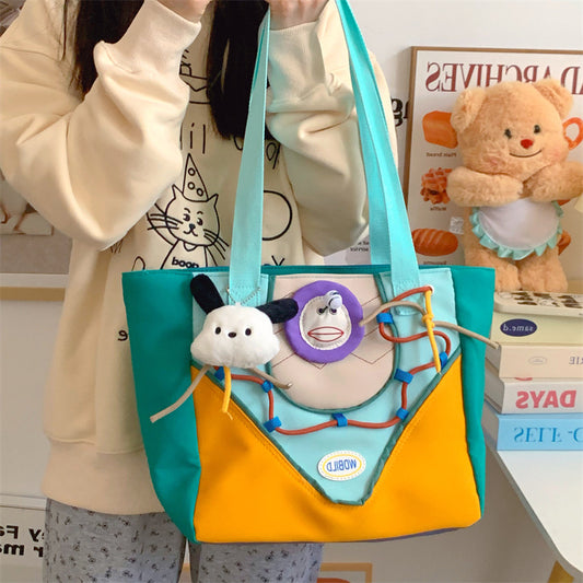 Dopamine Bag Free shipping Tattoo Dopamine girl contrasting color handbag retro original fashion versatile shoulder bag high value large capacity tote bag