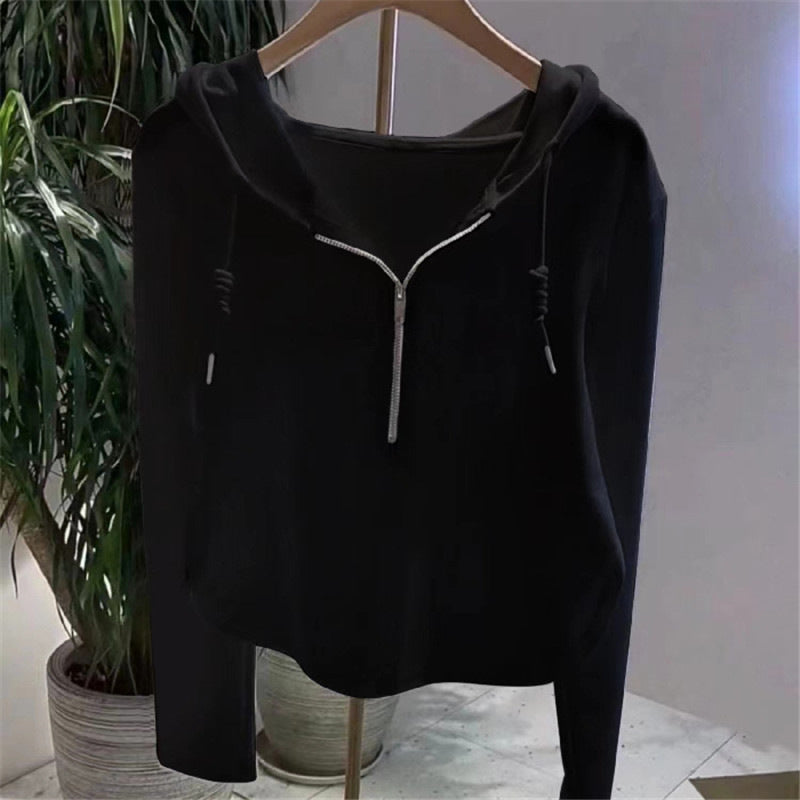 Fashion women's wear Irregular Solid Color Hooded Sweater for Women 2023 Autumn New Fashionable Long Sleeve T-shirt Women's Bottoming Shirt Top Ins Fashion