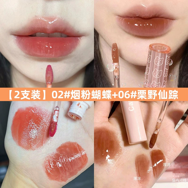 镜面水光玻璃口红唇釉女持久不易掉色口红平价学生番茄奶茶色泡泡唇釉